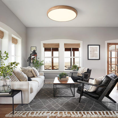 Minimalist Modern LED Flush Mount Wood Grain Ceiling Light