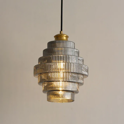 Modern Tiered Glass Gold Accent Kitchen Pendant Light
