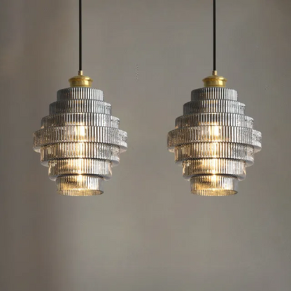 Modern Tiered Glass Gold Accent Kitchen Pendant Light