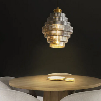Modern Tiered Glass Gold Accent Kitchen Pendant Light