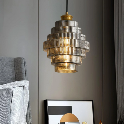 Modern Tiered Glass Gold Accent Kitchen Pendant Light