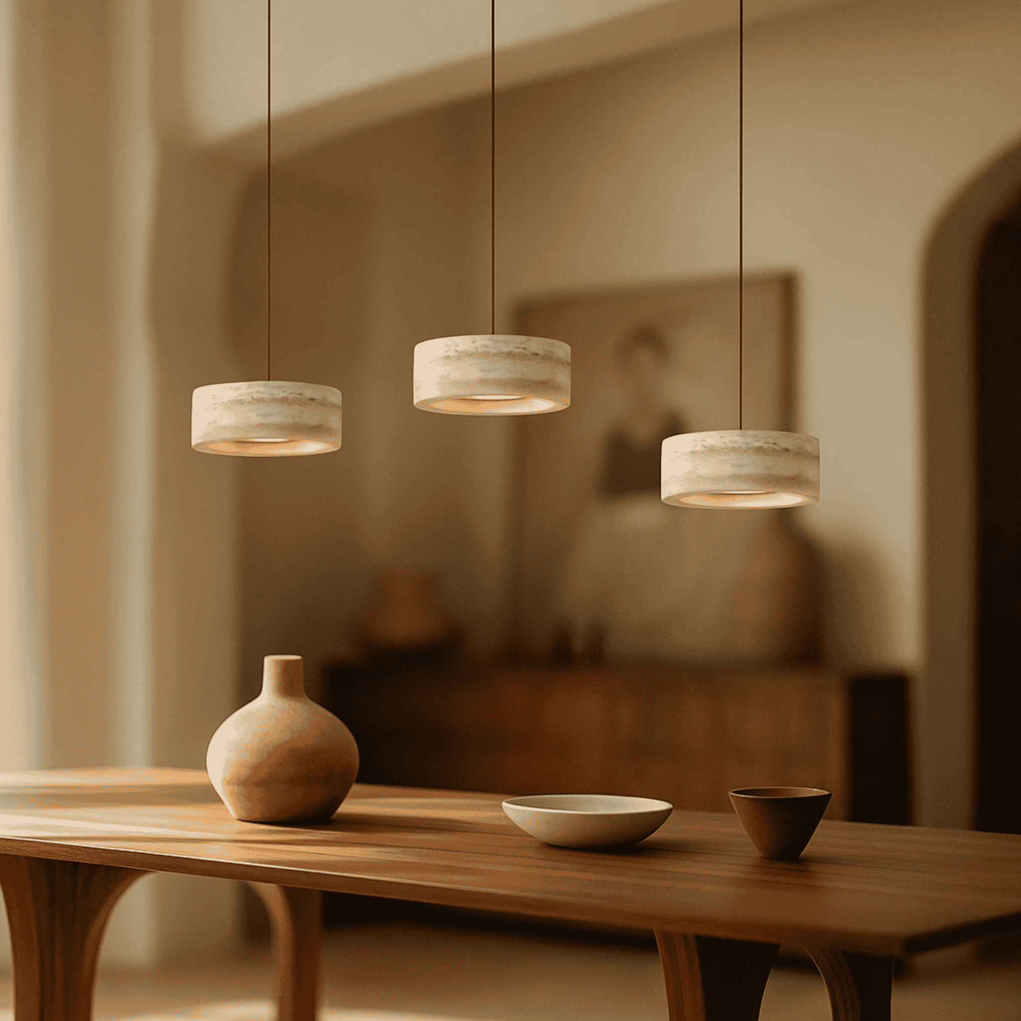 Natural Travertine Stone Pendant Light