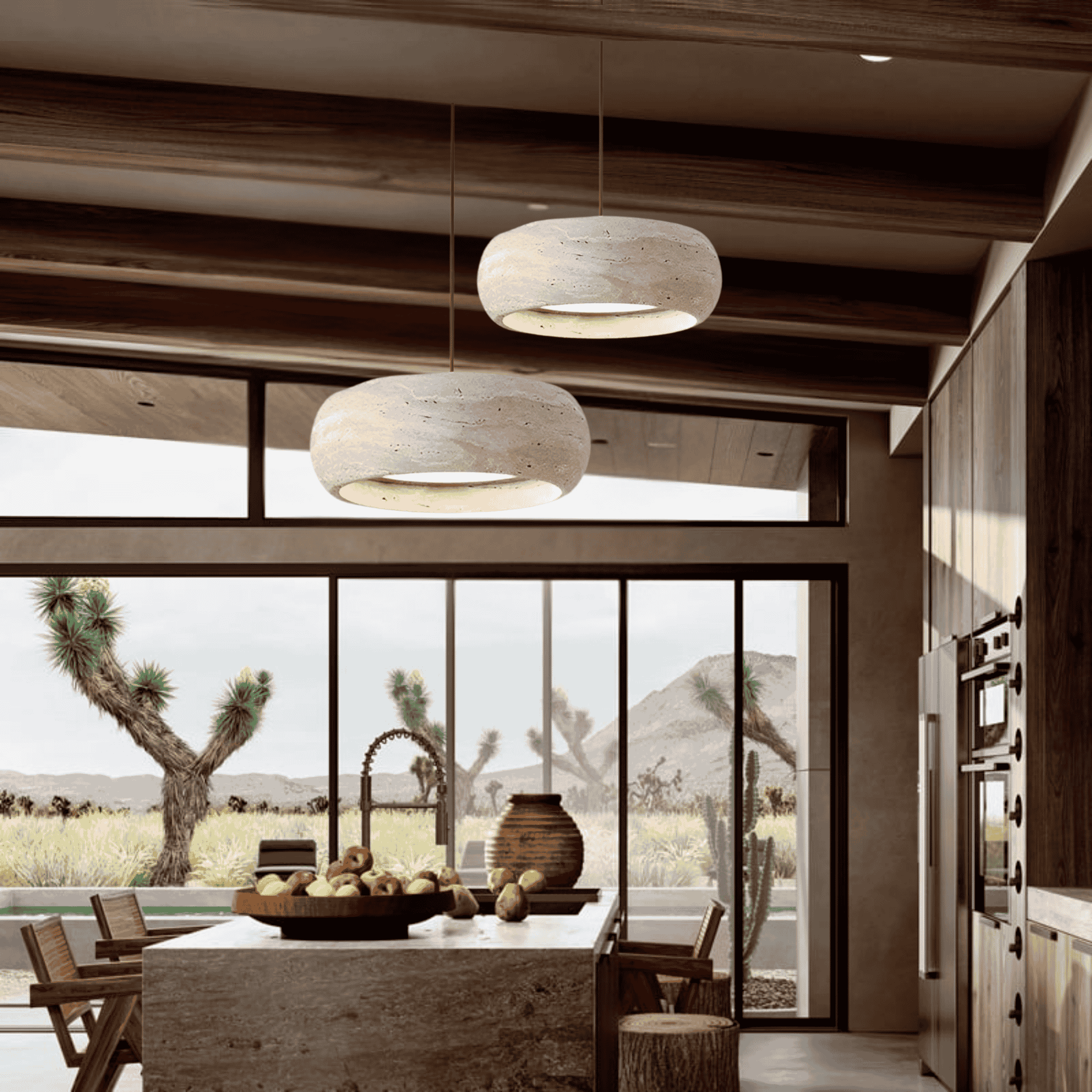 Natural Travertine Stone Pendant Light