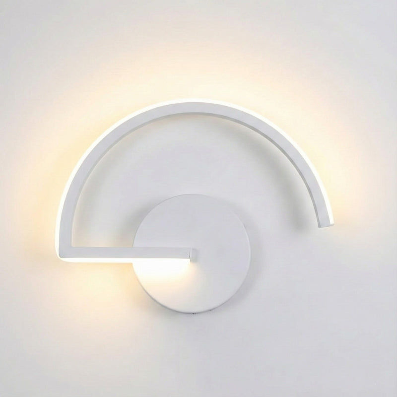 Modern Curved LED Wall Sconce – Backlit Iron & Acrylic – Oval Semi-Circle