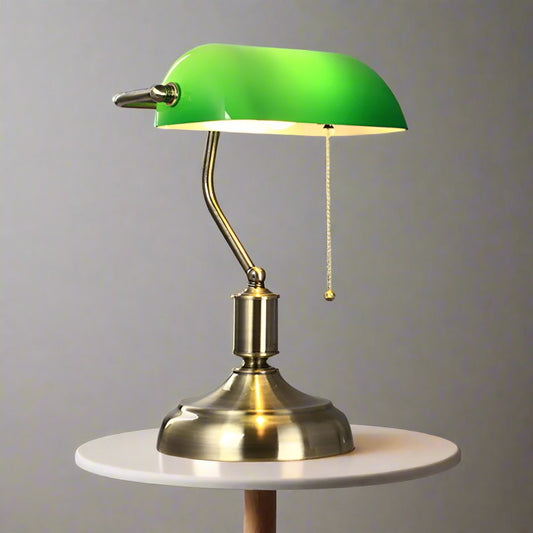 Vintage Glass Table Lamp for Living Room, Bedroom & Office - Bedside Reading Light