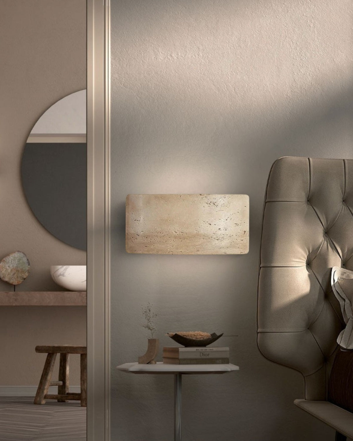 Timeless Indoor Travertine Minimalist Wall Sconce Light