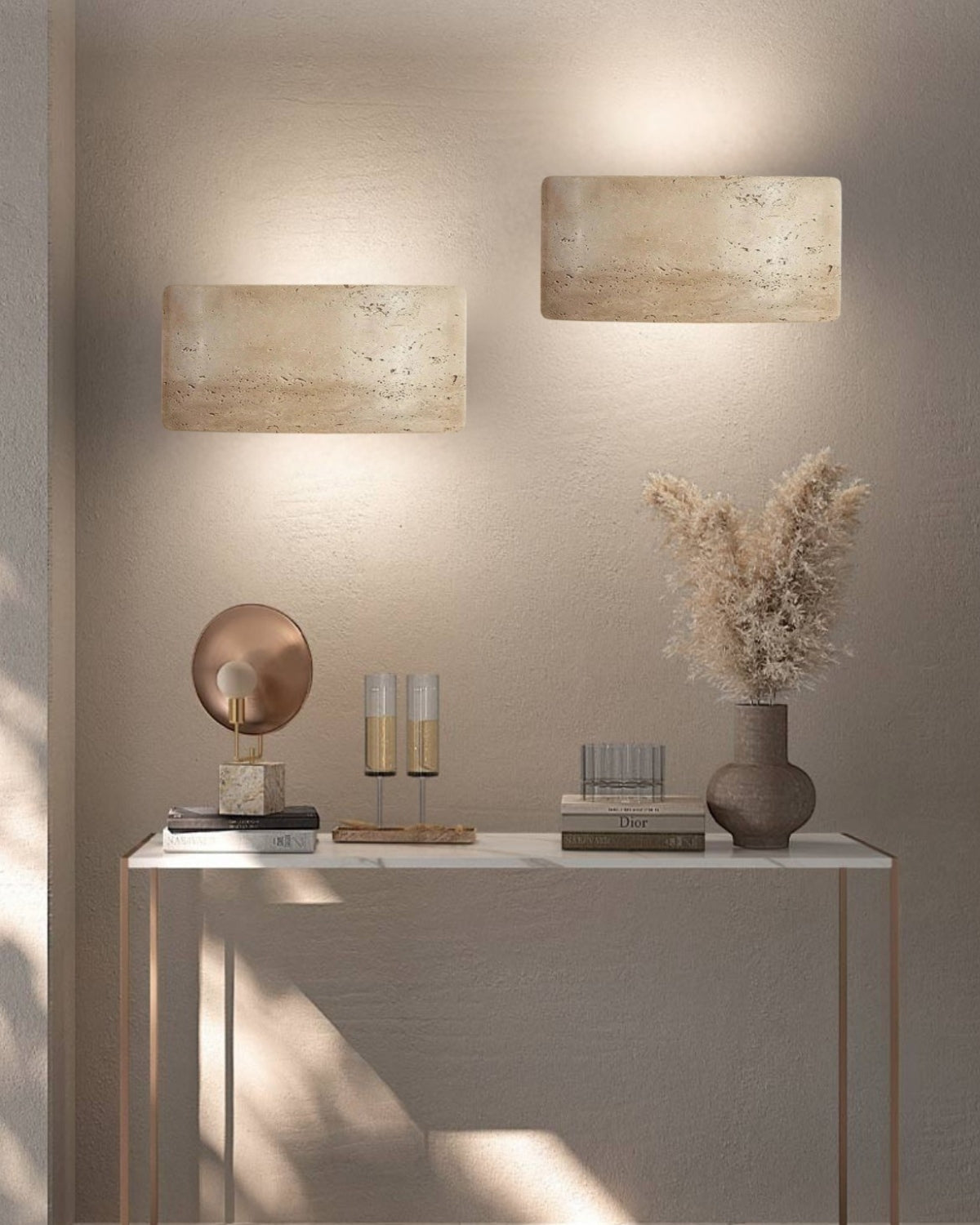 Timeless Indoor Travertine Minimalist Wall Sconce Light