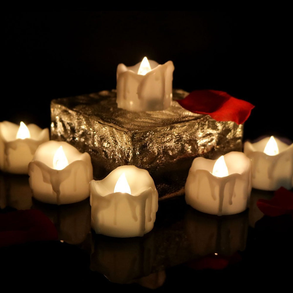 Elegant Safe Flameless LED Battery Operated Tea Lights 12 Pieces