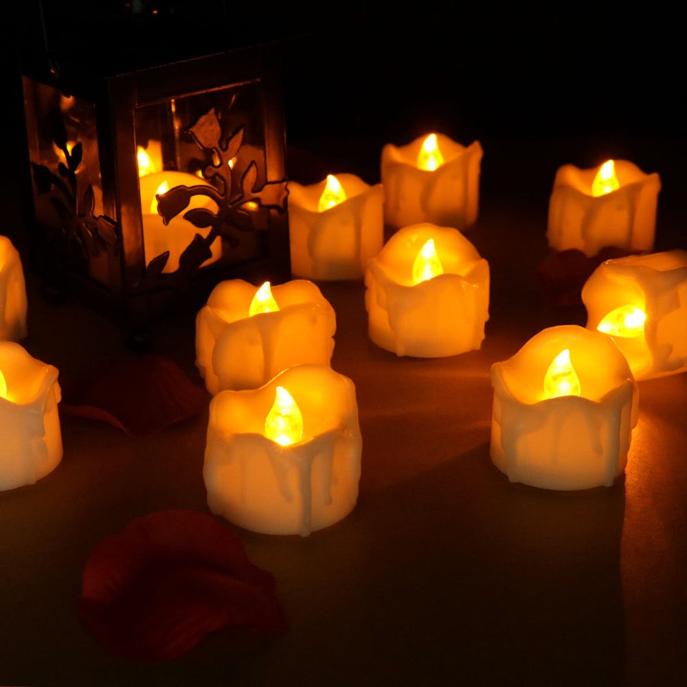 Elegant Safe Flameless LED Battery Operated Tea Lights 12 Pieces