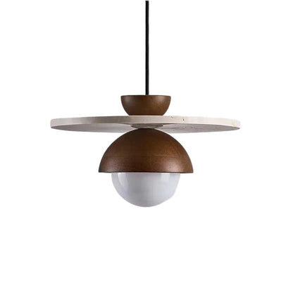 Elegant Modern Walnut Wood Pendant Light