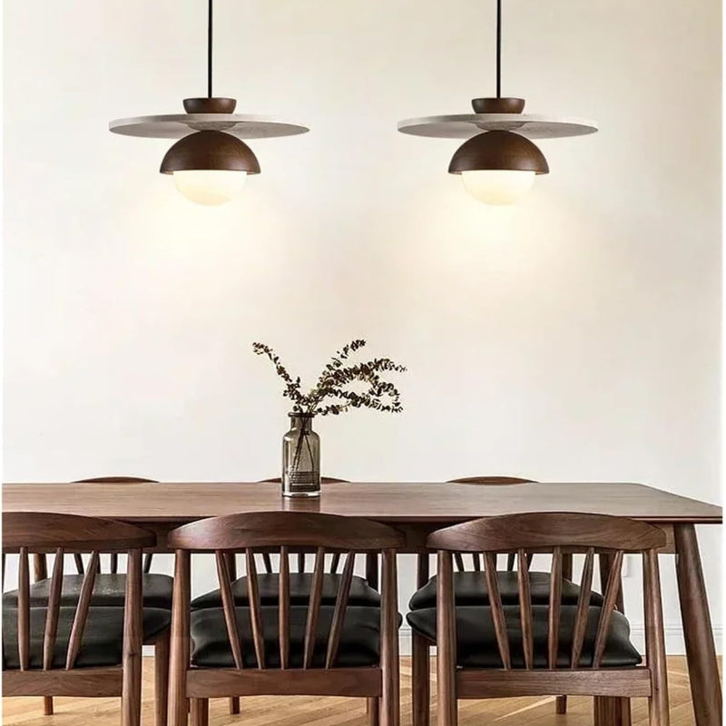 Elegant Modern Walnut Wood Pendant Light