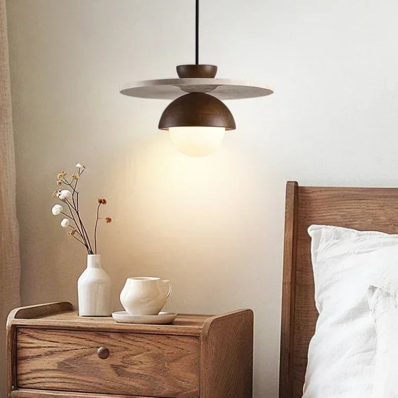 Elegant Modern Walnut Wood Pendant Light