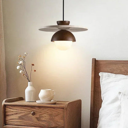 Elegant Modern Walnut Wood Pendant Light