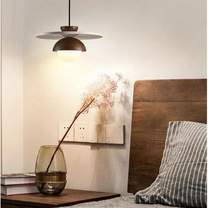 Elegant Modern Walnut Wood Pendant Light