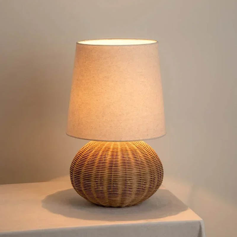 Boho Handcrafted Rattan Natural Woven Table Lamp Ambient Lighting