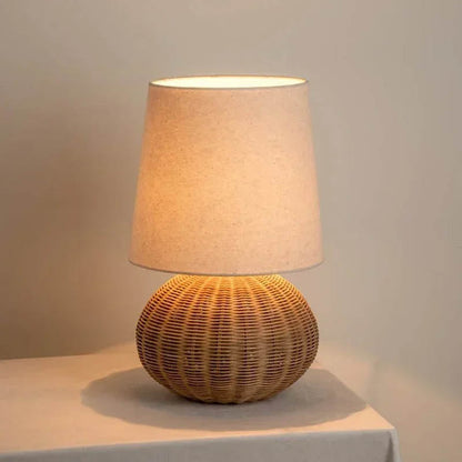 Boho Handcrafted Rattan Natural Woven Table Lamp Ambient Lighting