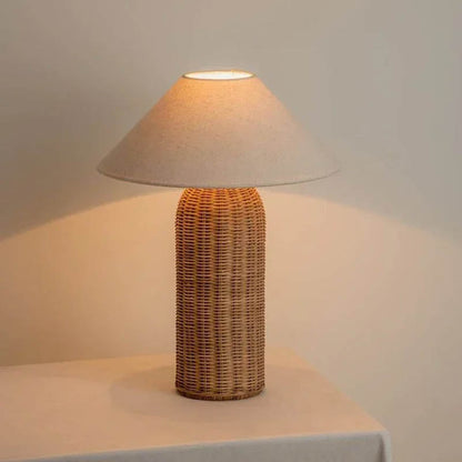 Boho Handcrafted Rattan Natural Woven Table Lamp Ambient Lighting