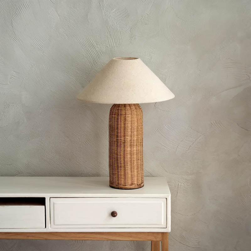 Boho Handcrafted Rattan Natural Woven Table Lamp Ambient Lighting