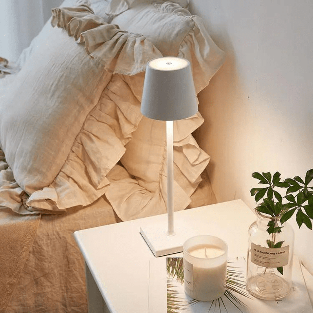 Battery Operated Bedside Table Lamp for Bedroom - Wireless Rechargeable LED - Touch Control
