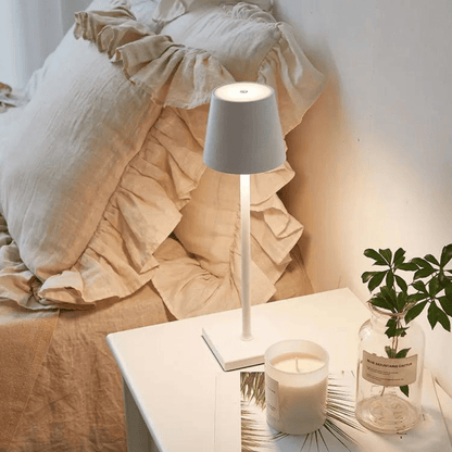 Battery Operated Bedside Table Lamp for Bedroom - Wireless Rechargeable LED - Touch Control