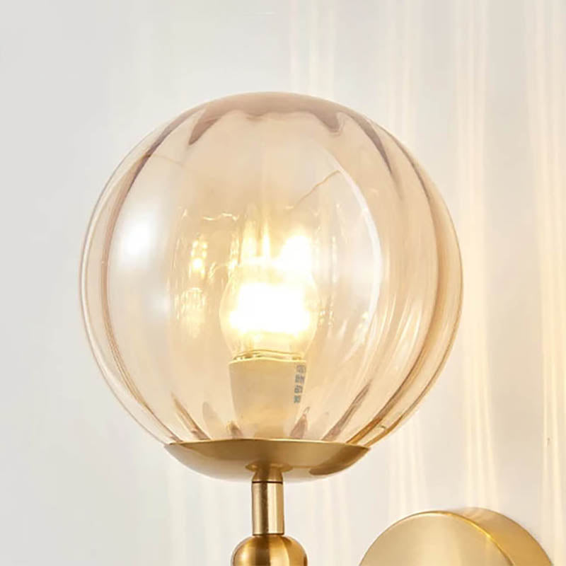 Modern Glass Ball Wall Sconce – Nordic Brushed Brass Iron for Bedroom & Bathroom