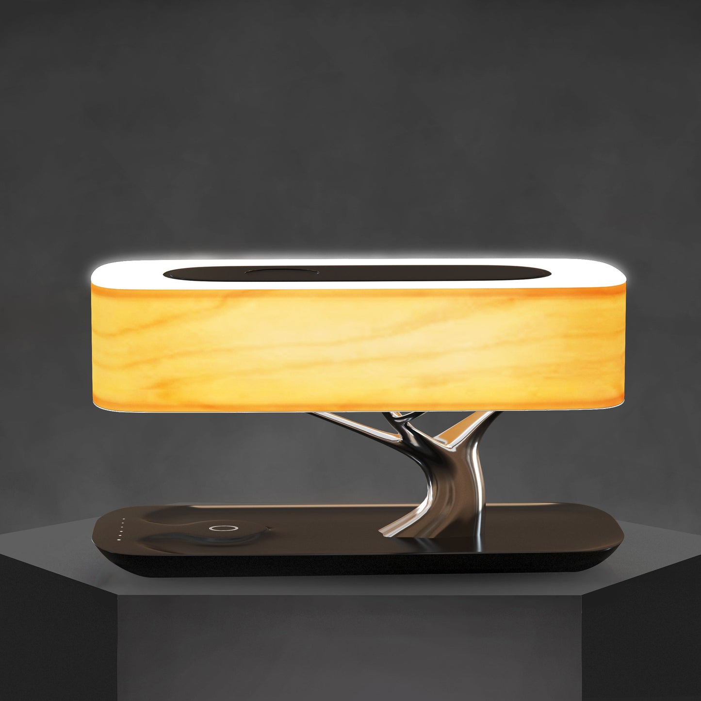 Modern Bedside Table Lamp for Bedroom - Touch Control - Natural Wood-Effect Shade