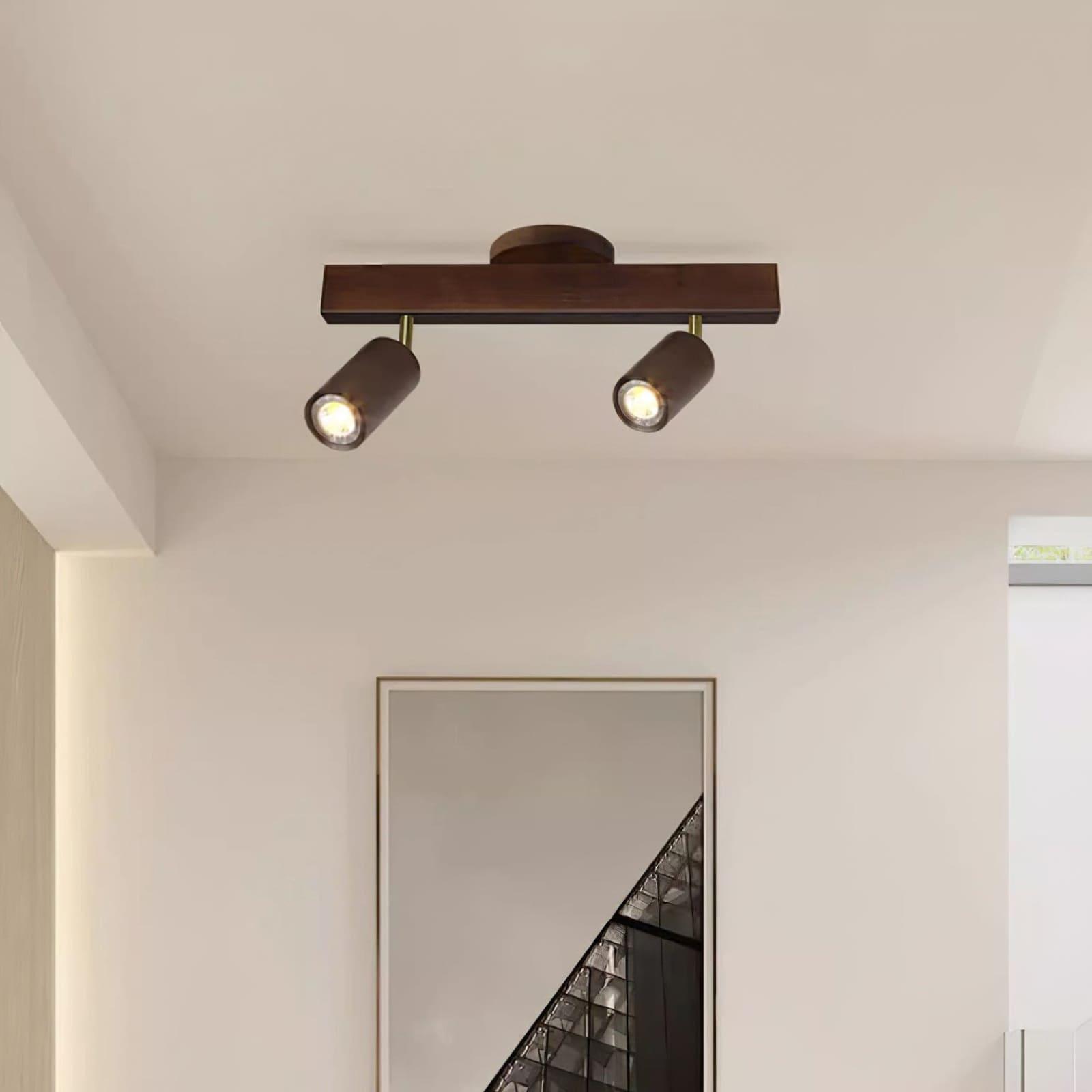 Nordic Wooden Ceiling Light with Rotatable Spotlights