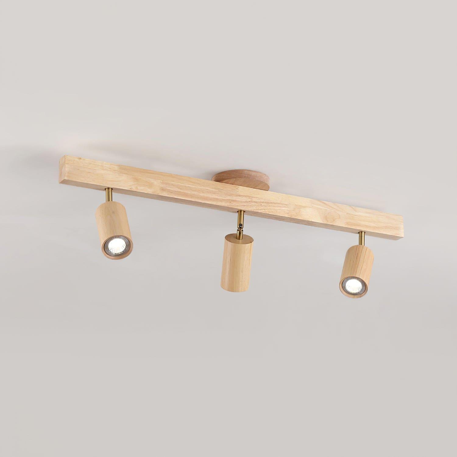 Nordic Wooden Ceiling Light with Rotatable Spotlights