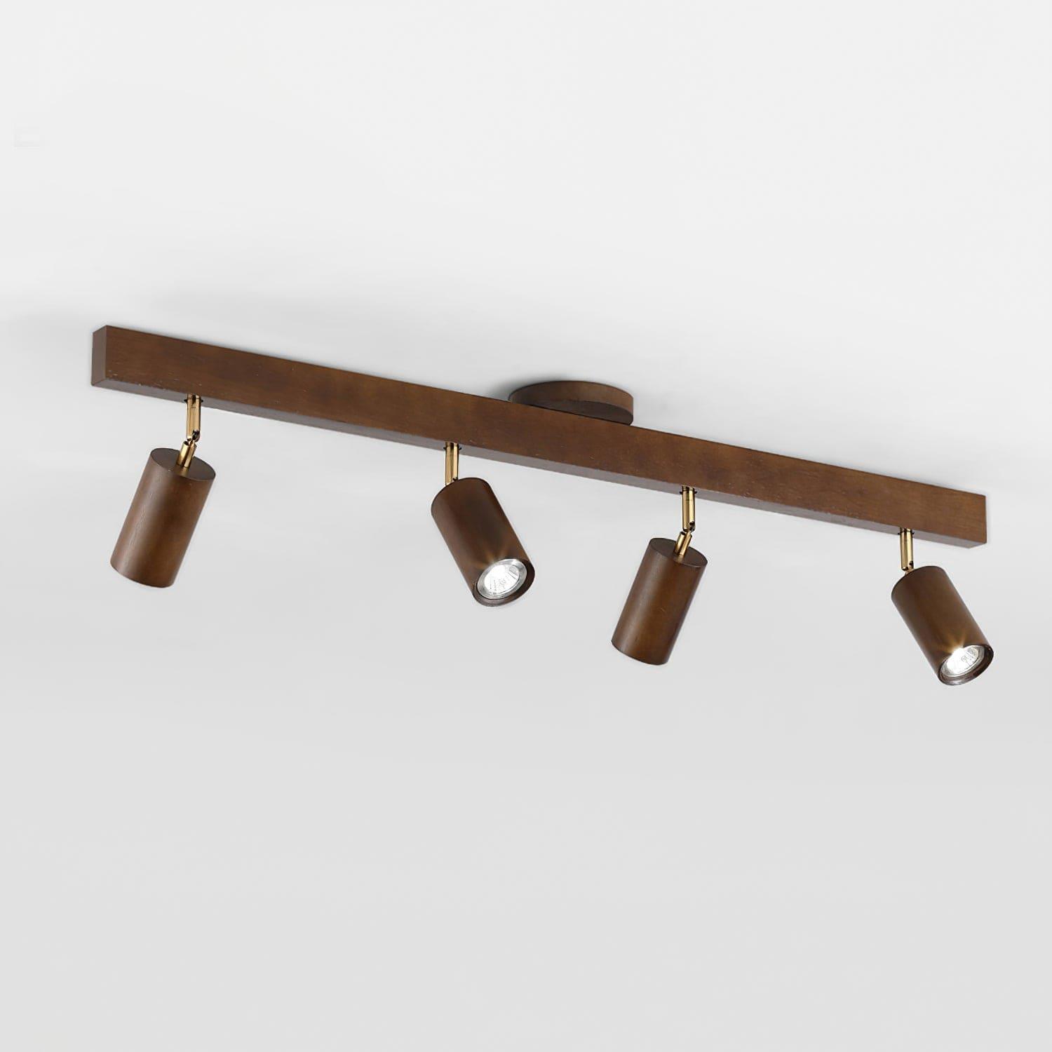 Nordic Wooden Ceiling Light with Rotatable Spotlights
