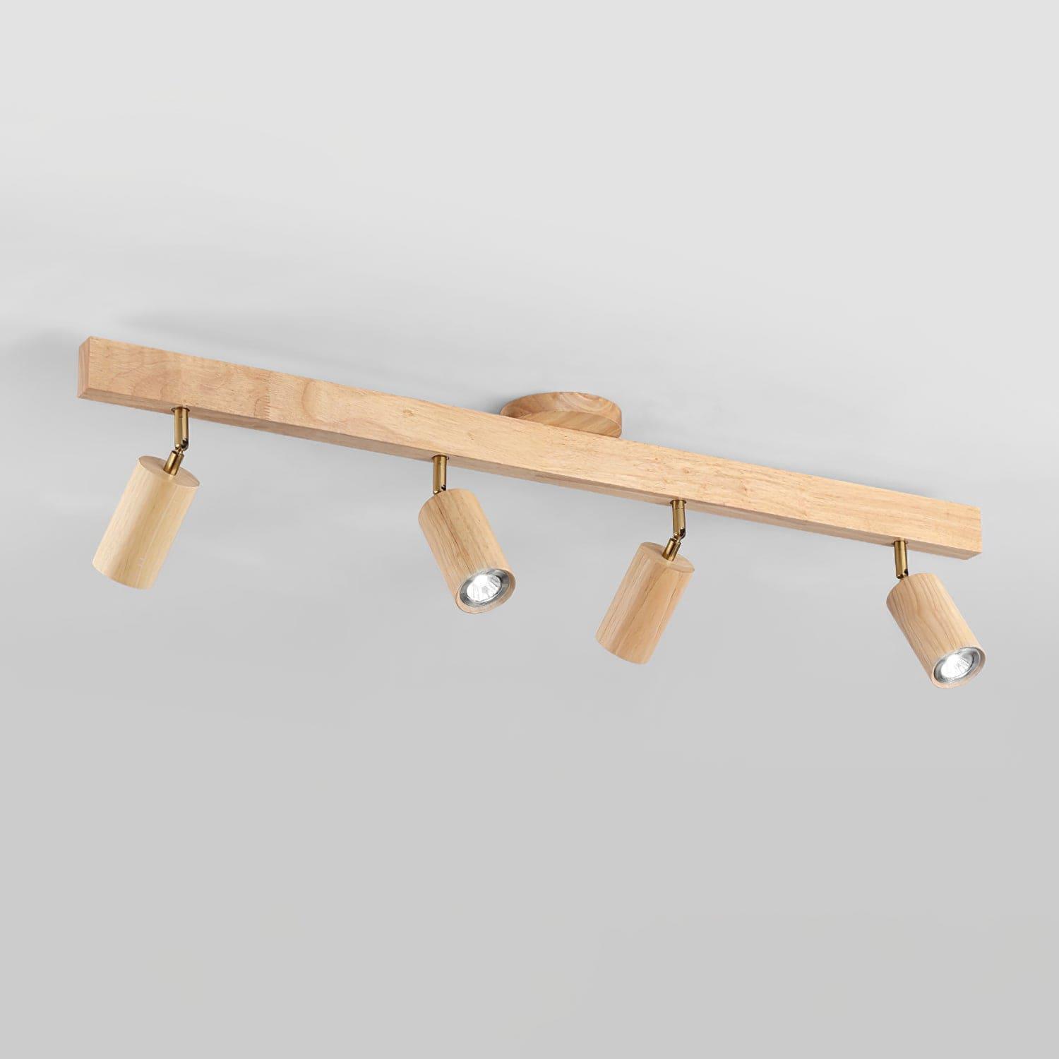 Nordic Wooden Ceiling Light with Rotatable Spotlights