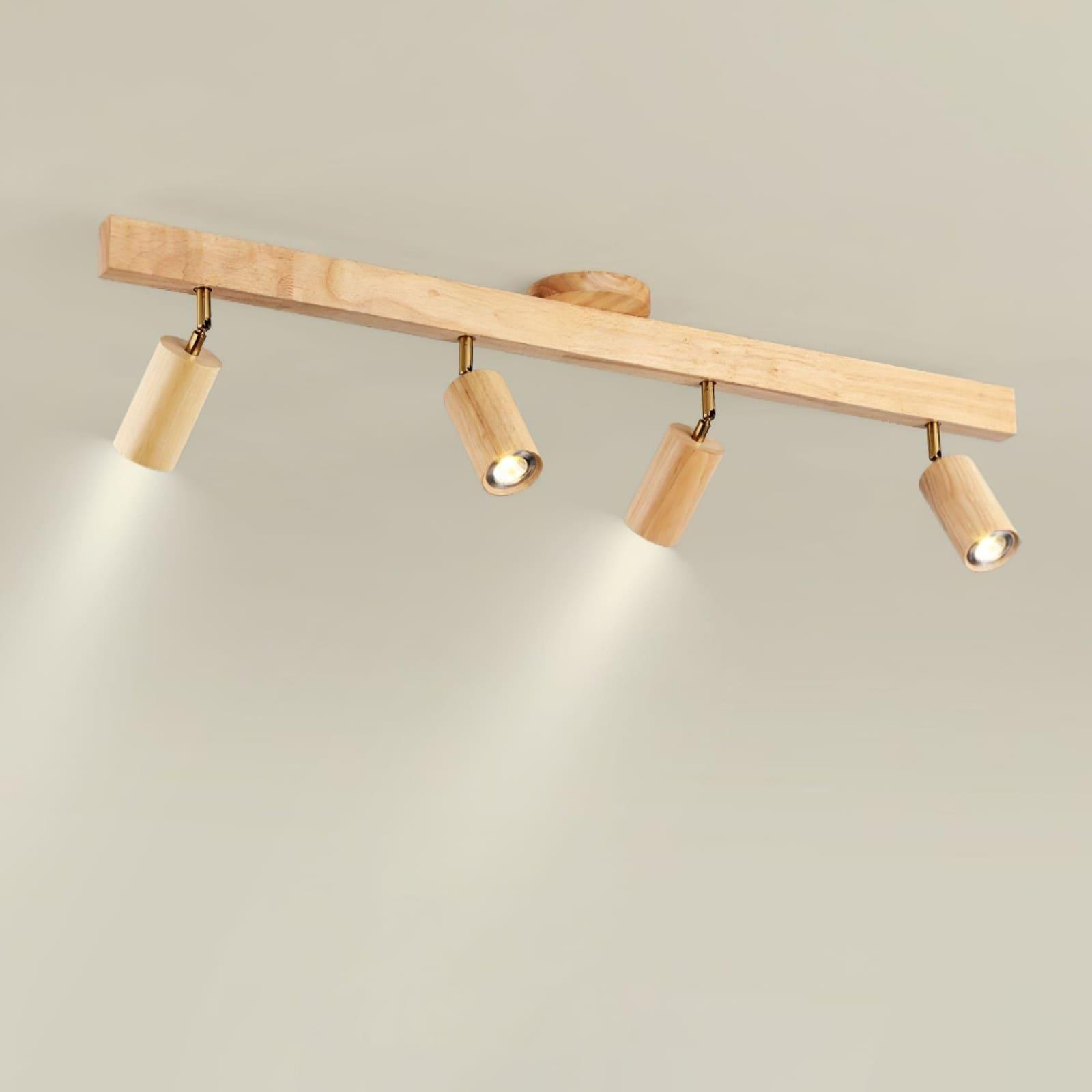 Nordic Wooden Ceiling Light with Rotatable Spotlights