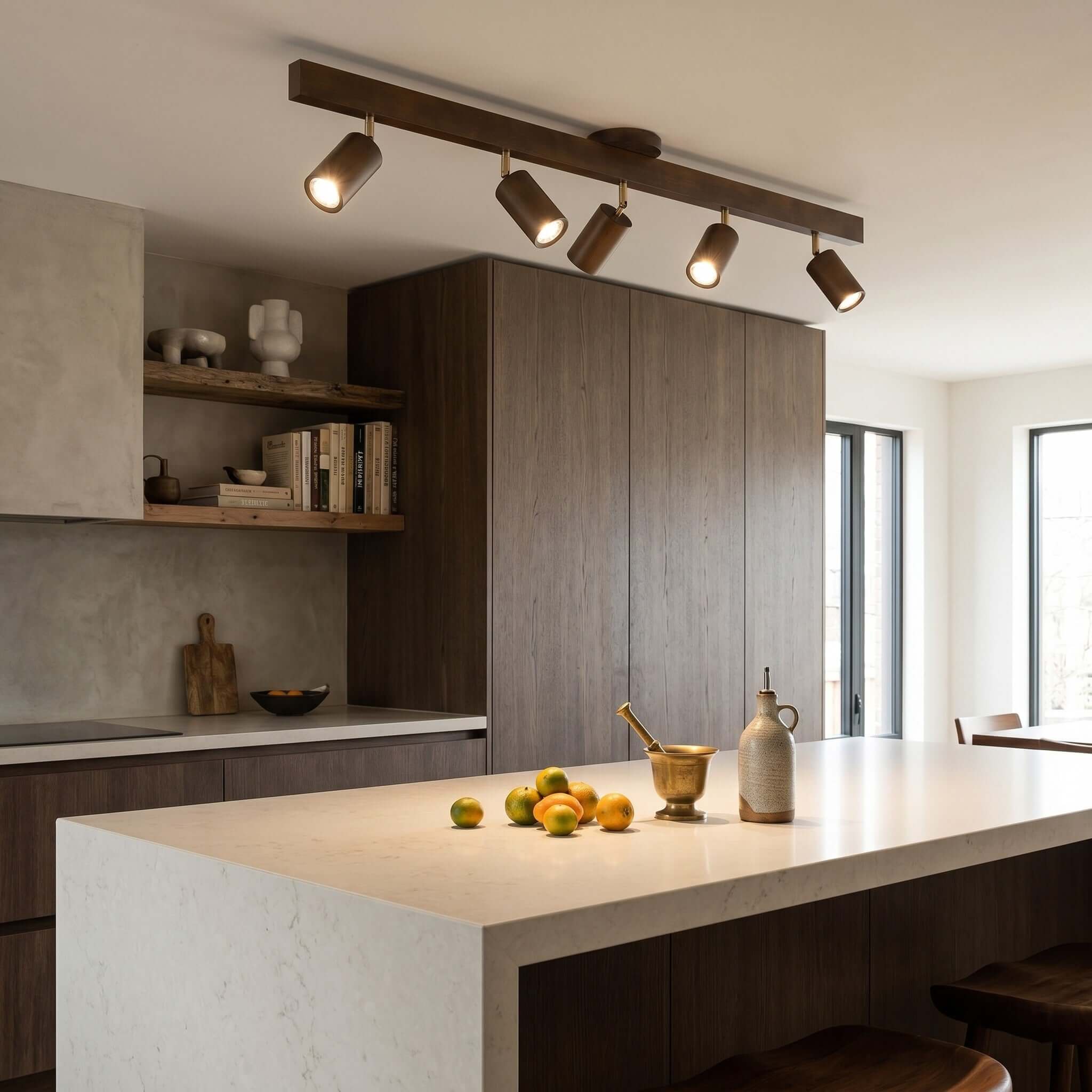 Nordic Wooden Ceiling Light with Rotatable Spotlights