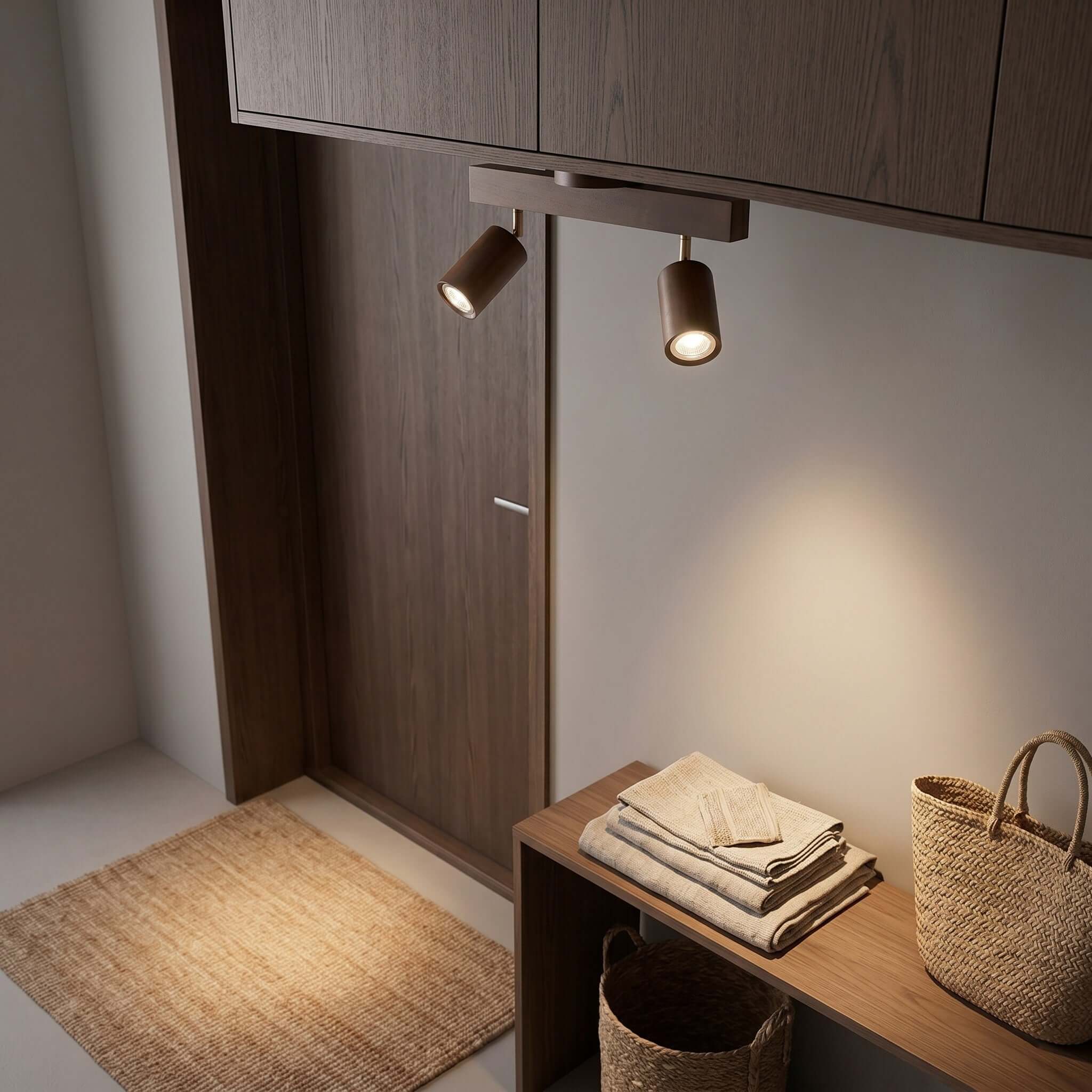 Nordic Wooden Ceiling Light with Rotatable Spotlights