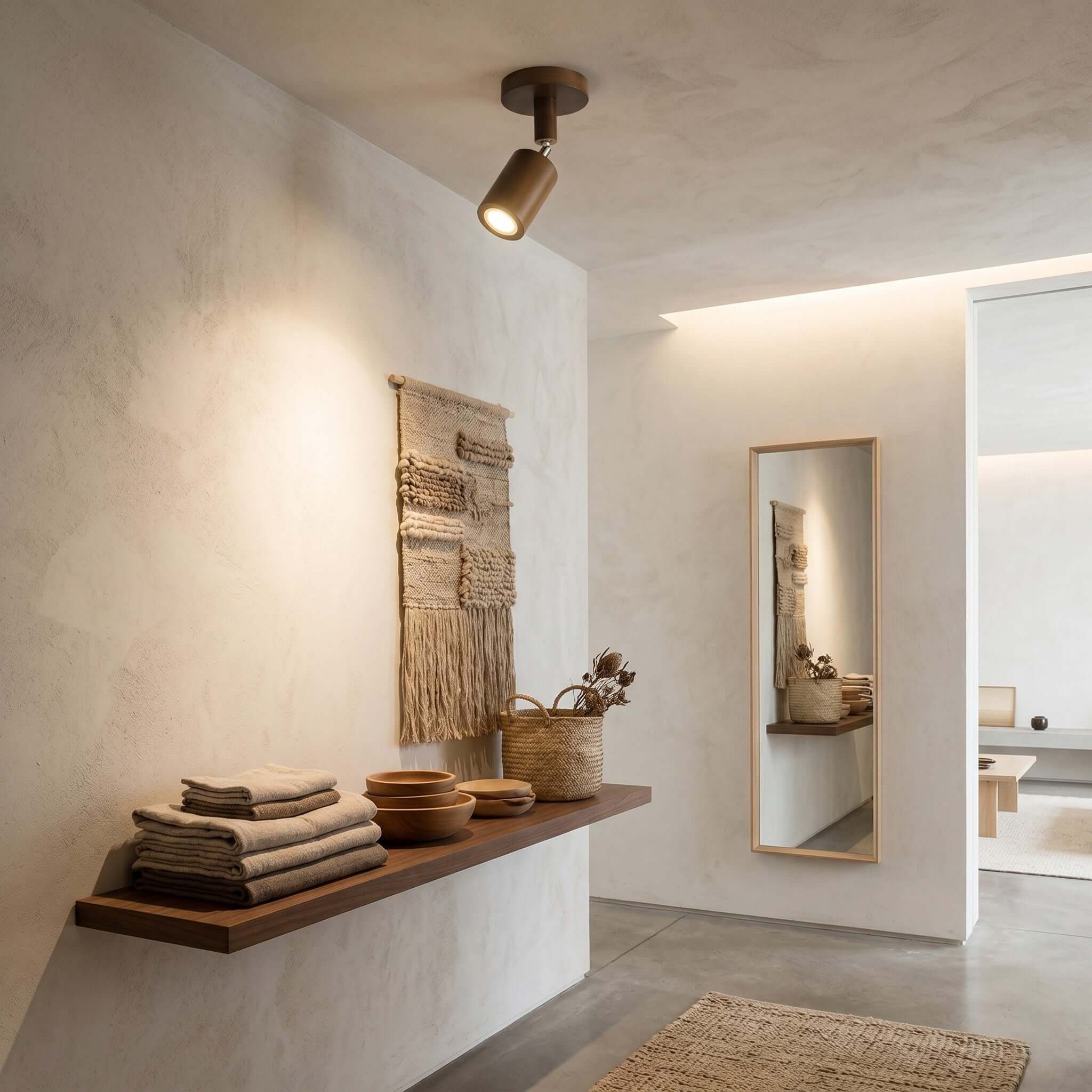 Nordic Wooden Ceiling Light with Rotatable Spotlights