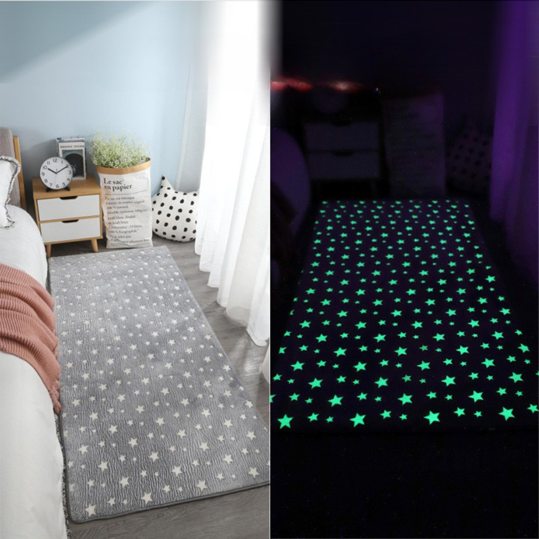 Grey rug with luminous star pattern