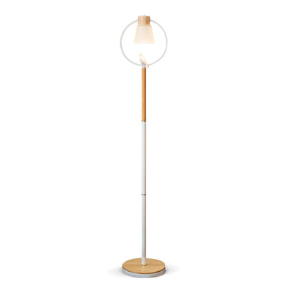 Scandi Wood Metal & Glass Floor Lamp – Foot Switch – Living Room & Lounge