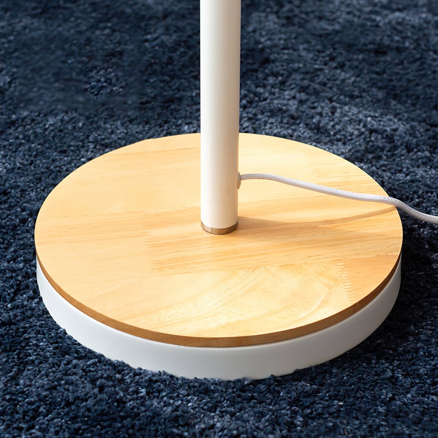 Scandi Wood Metal & Glass Floor Lamp – Foot Switch – Living Room & Lounge