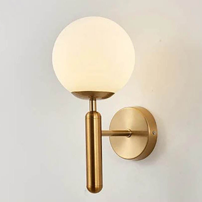 Modern Glass Ball Wall Sconce – Nordic Brushed Brass Iron for Bedroom & Bathroom