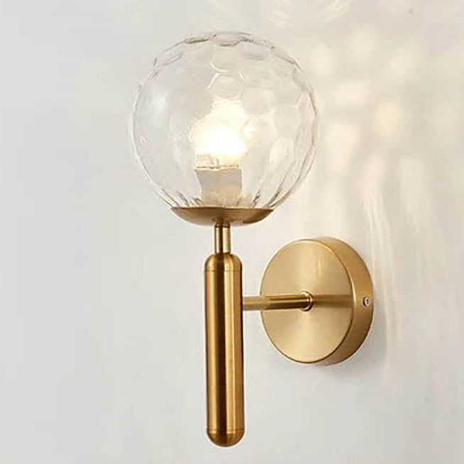 Modern Glass Ball Wall Sconce – Nordic Brushed Brass Iron for Bedroom & Bathroom