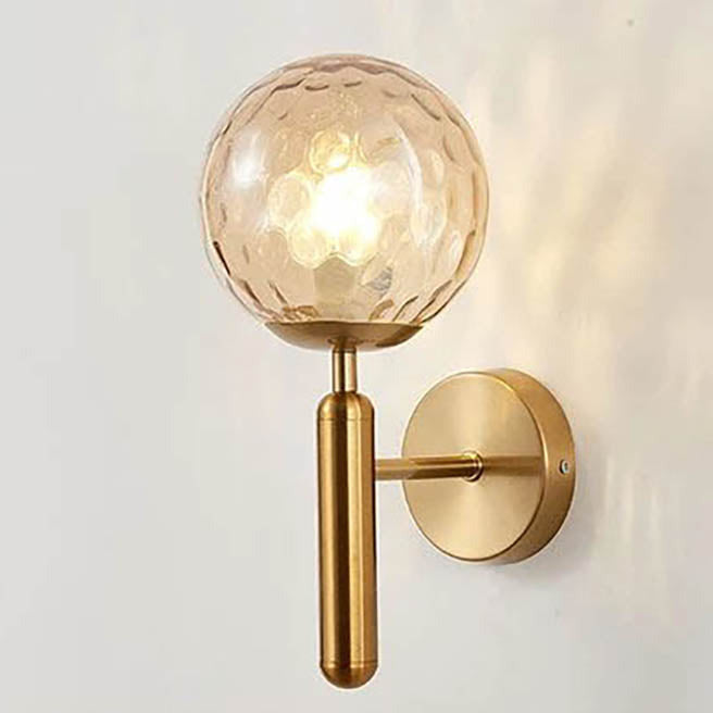 Modern Glass Ball Wall Sconce – Nordic Brushed Brass Iron for Bedroom & Bathroom