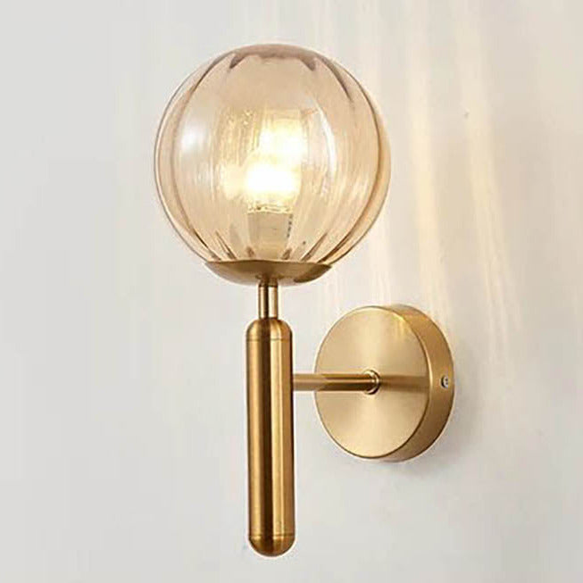 Modern Glass Ball Wall Sconce – Nordic Brushed Brass Iron for Bedroom & Bathroom