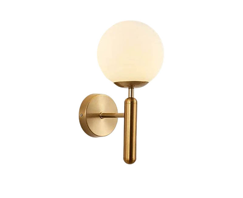 Modern Glass Ball Wall Sconce – Nordic Brushed Brass Iron for Bedroom & Bathroom