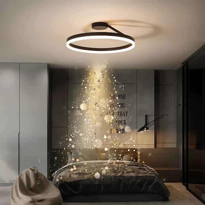 Modern Round Acrylic Metal LED Flush Ceiling Light – Dimmable Hard Wired