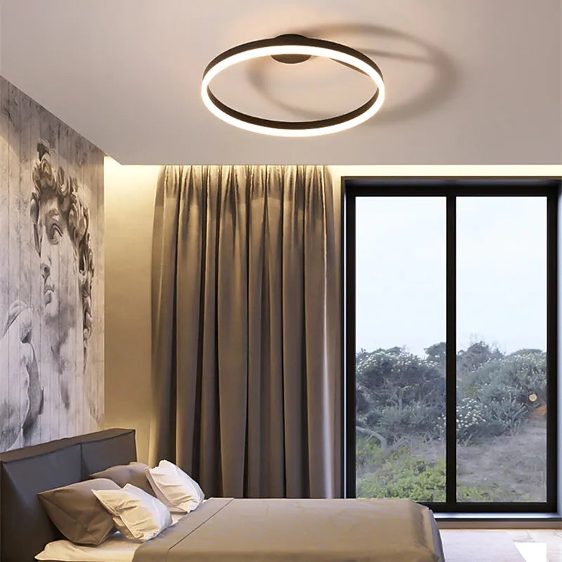 Modern Round Acrylic Metal LED Flush Ceiling Light – Dimmable Hard Wired