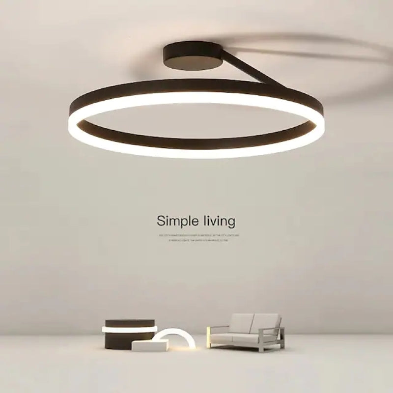 Modern Round Acrylic Metal LED Flush Ceiling Light – Dimmable Hard Wired