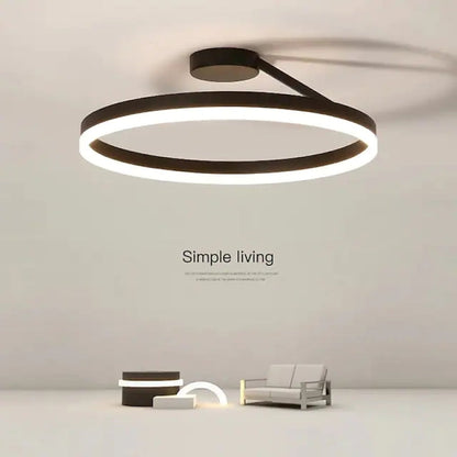 Modern Round Acrylic Metal LED Flush Ceiling Light – Dimmable Hard Wired