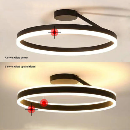 Modern Round Acrylic Metal LED Flush Ceiling Light – Dimmable Hard Wired