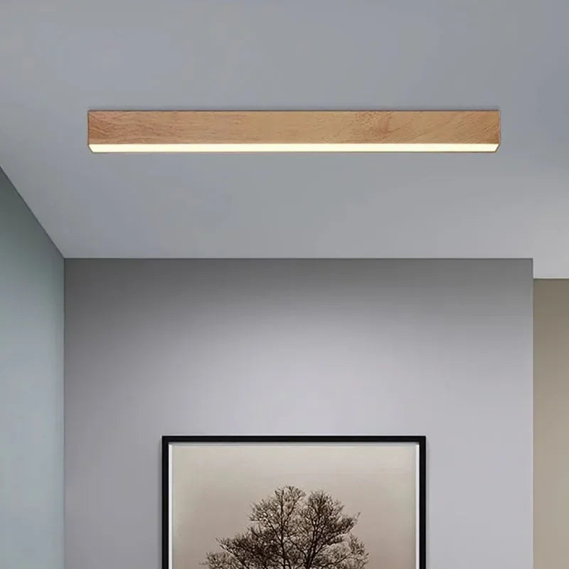 Modern Linear LED Wood Grain Indoor Dimmable Ceiling Light