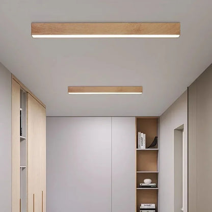 Modern Linear LED Wood Grain Indoor Dimmable Ceiling Light