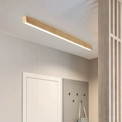 Modern Linear LED Wood Grain Indoor Dimmable Ceiling Light